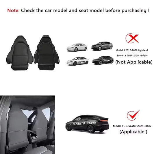 Car Seat Backrest Anti Kick Pad For Tesla Model YL Six Seats 2026 Leather Full Surround Seat Back Anti Scratch Protector Mat