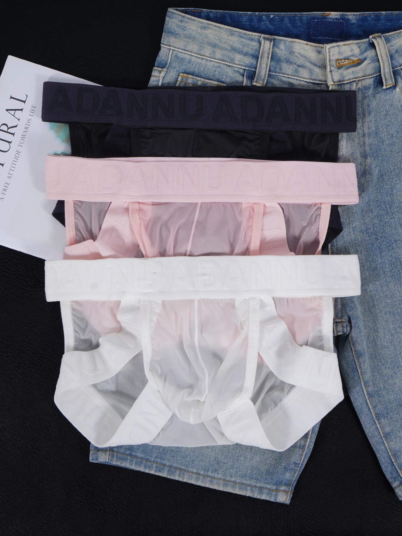 3 PCS Men's Modal Briefs U Convex Pouch Seamless Elastic Waistband Soft Skin-Friendly Breathable Underwear