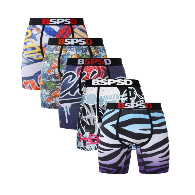 5Pcs Men Underwear Boxers Sexy Printed Man Boxershorts Breathable Man Panties Lingerie Plus Size Men Boxer Briefs Underpants