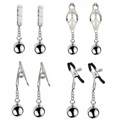 Heavy Nipple Clamp Clips Weight Slave Stimulator Metal Nipple Clips With Ball Weight Breast Bondage Restraint Sex Toy Woman