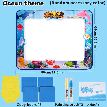 MQUDUO Kids Water Doodle Mat with Magic Pens, Reusable Mess Free Drawing Pad for Alphabet Learning Art Play