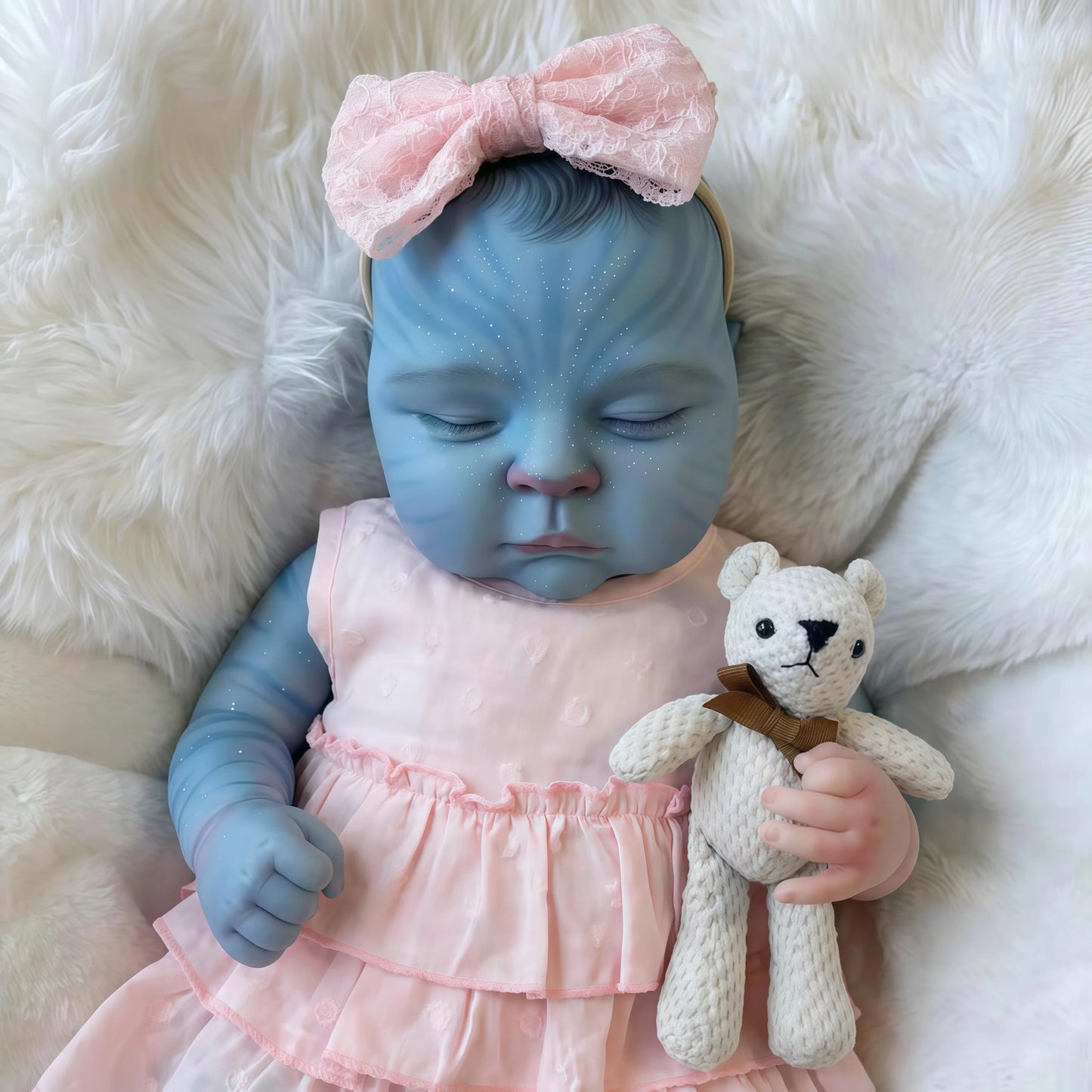 NPK 20-Inch Peaches Avatar Realistic Full Body Reborn Baby Doll Handmade Collectible with 3D Skin Visible Veins