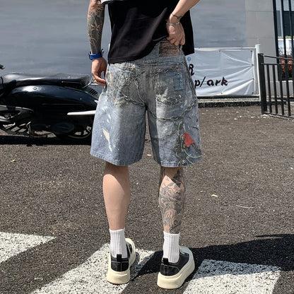 High Street Men Cargo Jeans Shorts Summer Casual Multiple Pockets Loose Shorts Hip Hop Harajuku Denim Short Pants Y2K Clothing