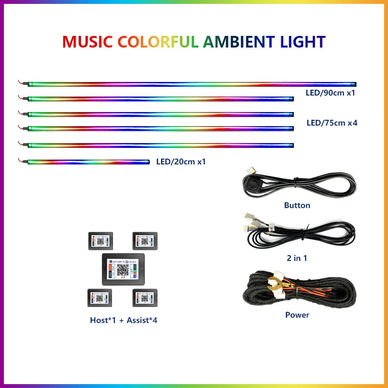 For Tesla Model 3 Model y Car Ambient Lights RGB 64Colors LED Interior Hidden Acrylic Strip Symphony Atmosphere Lamp Accessories