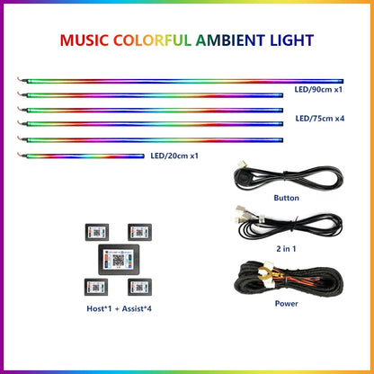 For Tesla Model 3 Model y Car Ambient Lights RGB 64Colors LED Interior Hidden Acrylic Strip Symphony Atmosphere Lamp Accessories