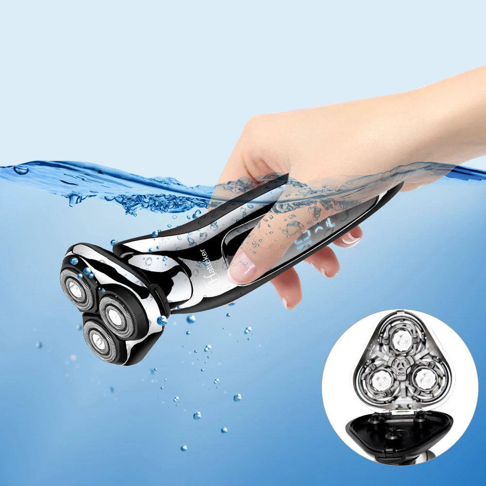 Hatteker Men's Electric Shaver Multifunction 3-in-1 Nasal Hair Trimmer Washable Beard Razor  USB Chargeable New Model RSCW-9598A