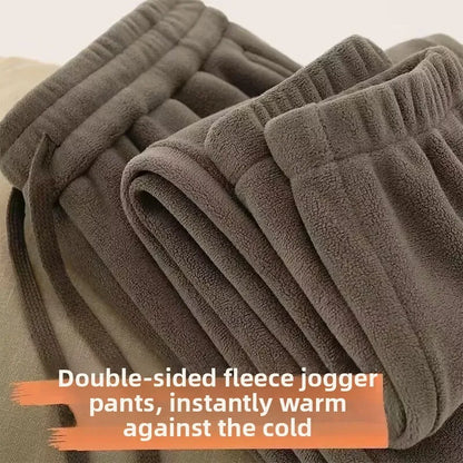 Double-Sided Fleece Men's Thickened Workwear Sweatpants Warm Fleece Lined Sports Casual Trousers for Winter Youth Fashion