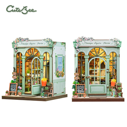 CUTEBEE Book Nook Kit 3D Wooden Puzzle DIY Bookend Insert Model Building Kit Laser Cut Precision Pieces for Home Decor Office