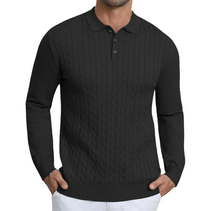 Animal Game Luxury Men's Cable Knit Pullover Sweater Long Sleeve Twist Patterned Warm Casual Polo Sweaters Men's Cold Blouse
