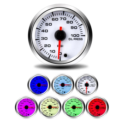 52mm 7 Colors Tachometer RPM Meter Water Temp Oil Temp Oil Press Voltmeter Boost Gauge Air-Fuel Ratio Gauge EGT Gauge Car Gauge