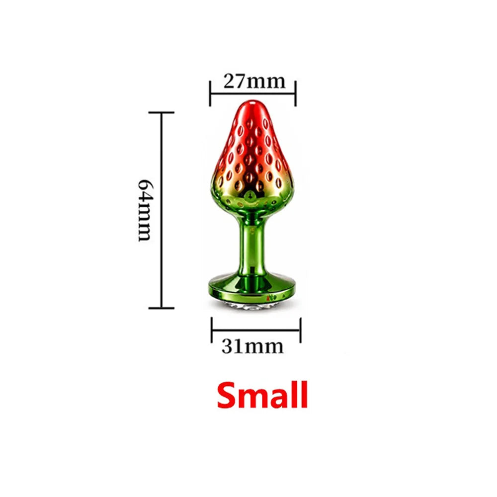 Strawberry Metal Anal Beads Butt Plug Set Small Medium Large Wearable Anal Plug Jewelry Anal Sex Toy For Man Woman