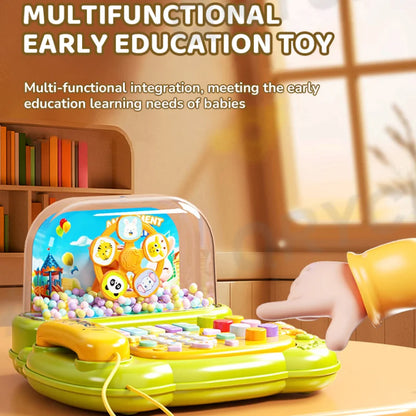 Kids Cartoon Simulation Telephone Toys Piano Keyboard Game Snowfiake Flashing Light Music Story Machine Baby Educational Toy