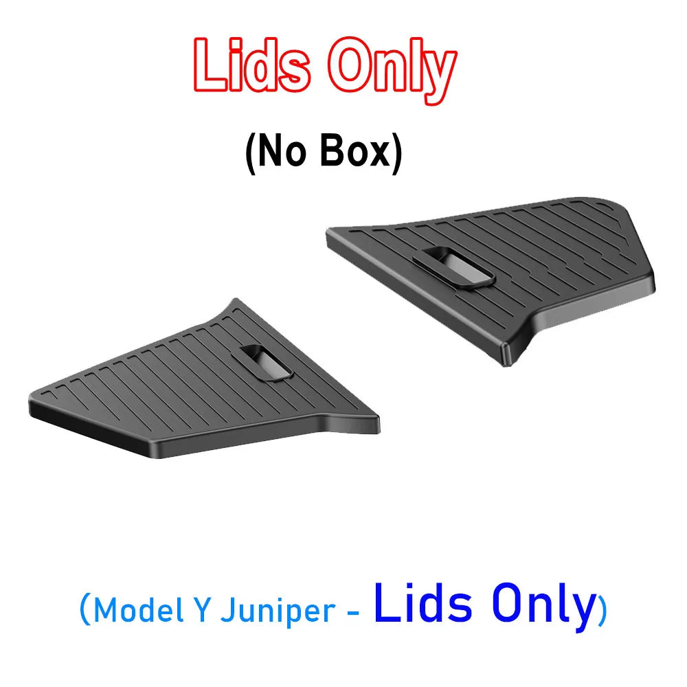 Tesmayx Car Trunk Side Storage Box For Tesla Model Y New Juniper Flocking Cover Mat Partition Board Stowing Space Decoration