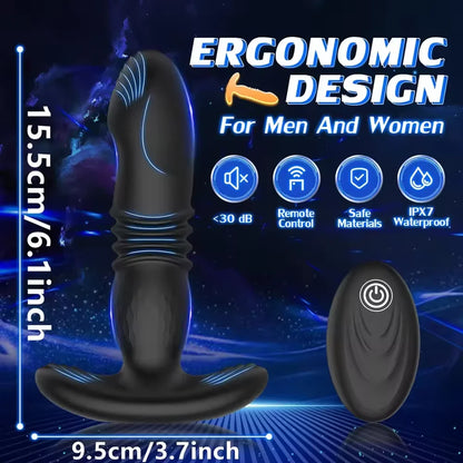 Wireless APP Control Vibrator Telescopic Butt Vibrator for Men Women Thrusting Anal Plug Prostate Massager Cock Ring for Adult