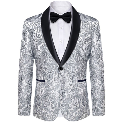 Men's Suits Blazer Green Red Silver Color Paisley Luxury Wedding Prom Business Banquet Suit Coat Men Clothing Jacket