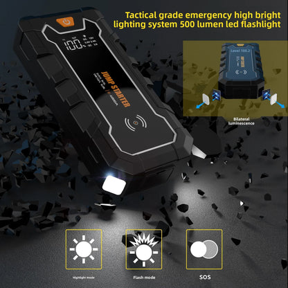 SUKIN 12V 4000A Large Capacity Car Jump Starter Power Bank Equipped With LED Light And USB Port for Phone Wireless Charging