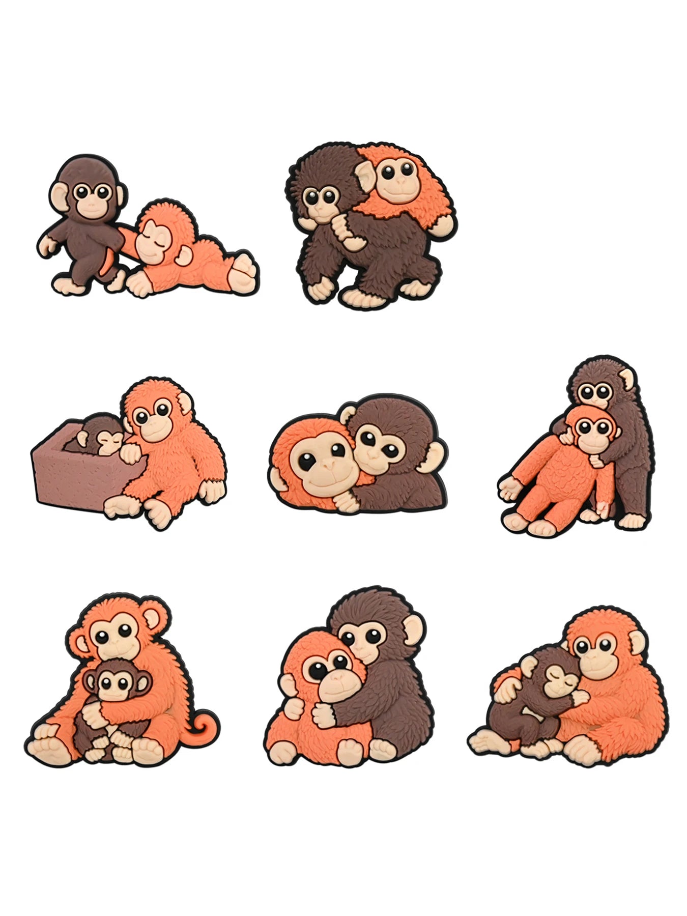 Monkey Family Croc Charms Set, Cute Gorilla Family Shoe Decorations, DIY Shoe Pins  Perfect Gift for Animal Lovers
