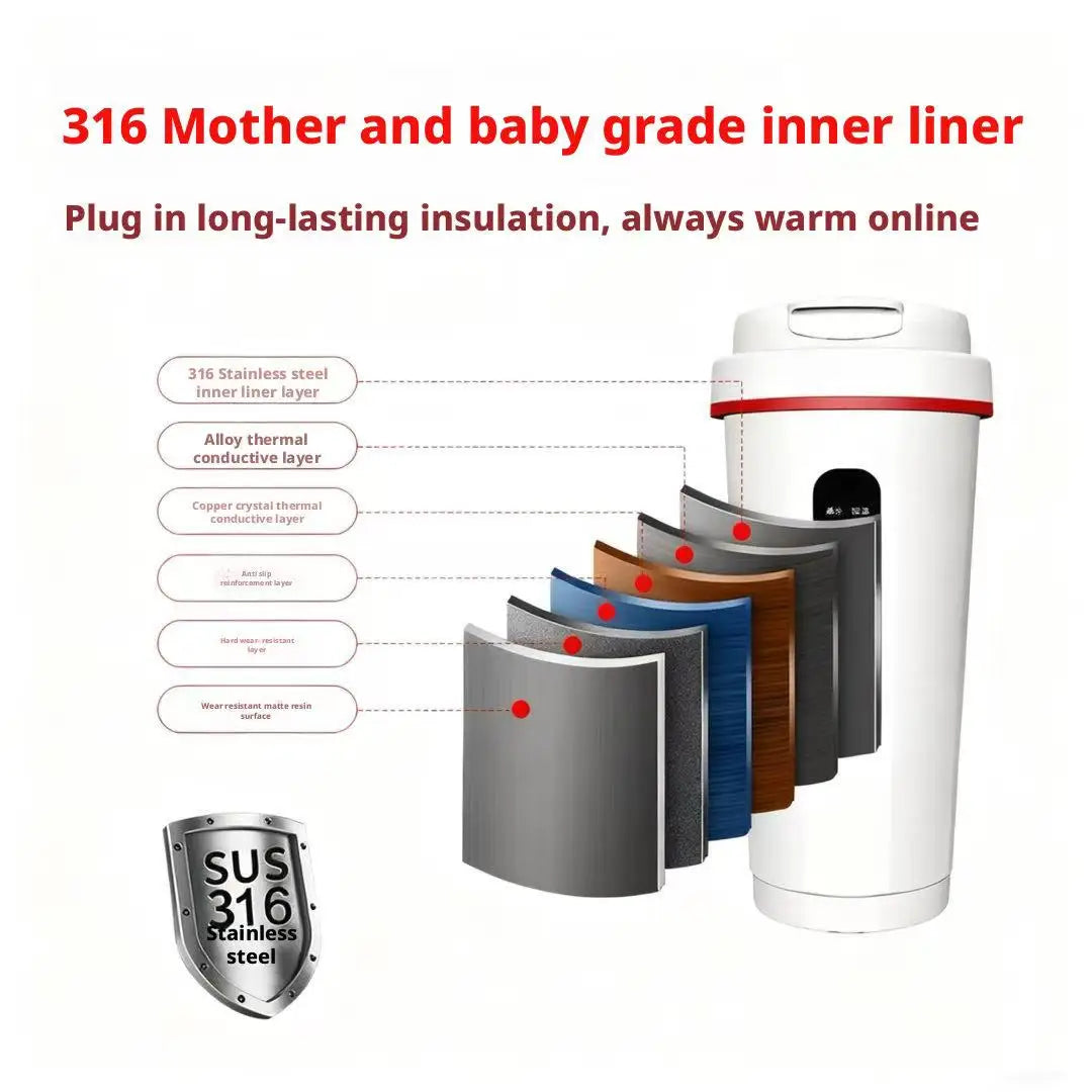 New Car Heated Water Cup - Smart Constant Temperature Digital Display Insulated Mug Multi-Functional Travel Heating Cup
