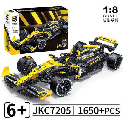 1:8 Technical JKC7205 Racing Driver 27 Building Block Supercar Remote Control Lighting Racing Renault F1 Toy Kids Gift