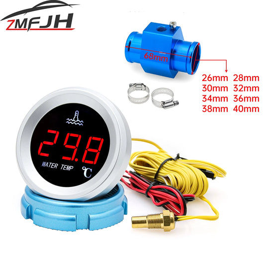 Car Water Temperature Gauge With 10mm Temp Sensor Car Digital LCD Temp Display For Car Truck Boat With 26~40mm Adapter (Option)
