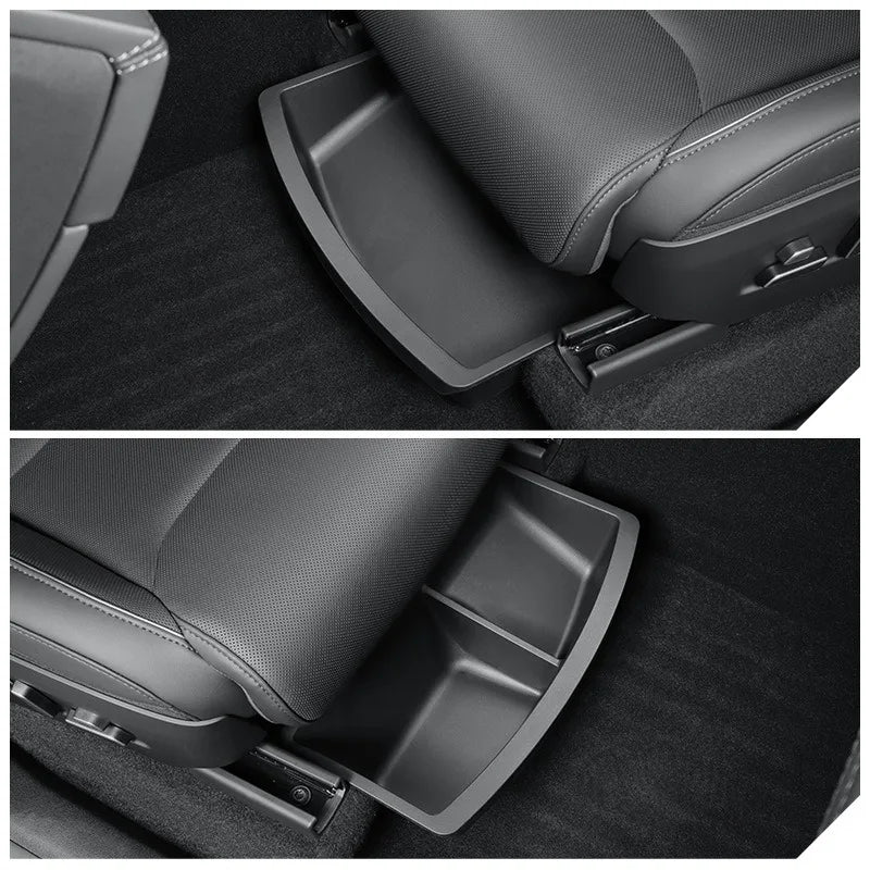 Under Seat Storage Box For Tesla 2026 Model YL 6-Seat TPE Drawer Front Rear Seat Lower Organizer Tray Car Interior Accessories
