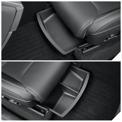 Under Seat Storage Box For Tesla 2026 Model YL 6-Seat TPE Drawer Front Rear Seat Lower Organizer Tray Car Interior Accessories