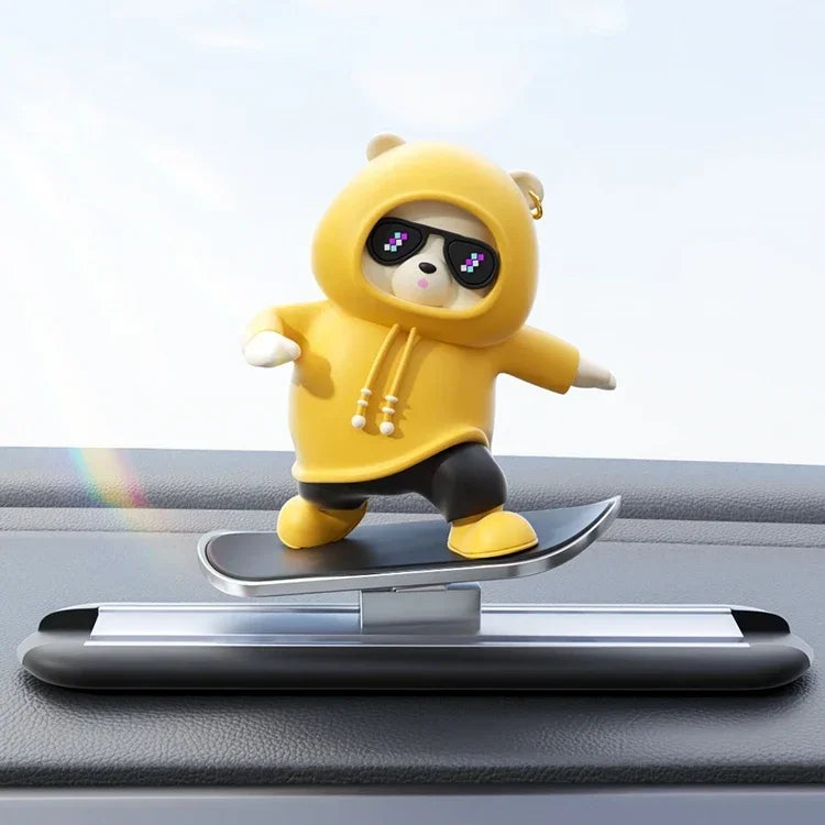 2024 New Dashboard Car Ornaments Skateboard Bear Sliding Bear Creative Car Cartoon Interior Decoration Interior Accessories