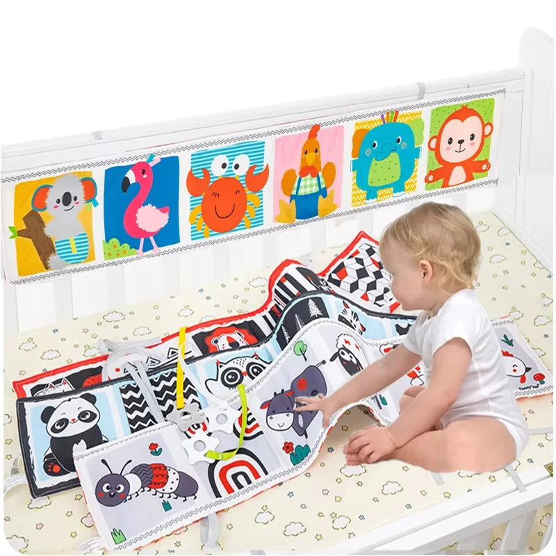 Newborn Sensory Toys For Babies Educational Baby Book Crib Toys Black White Baby Toys Animal Cloth Book Baby Toys 0 12 Months