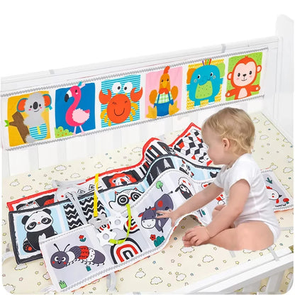 Newborn Sensory Toys For Babies Educational Baby Book Crib Toys Black White Baby Toys Animal Cloth Book Baby Toys 0 12 Months