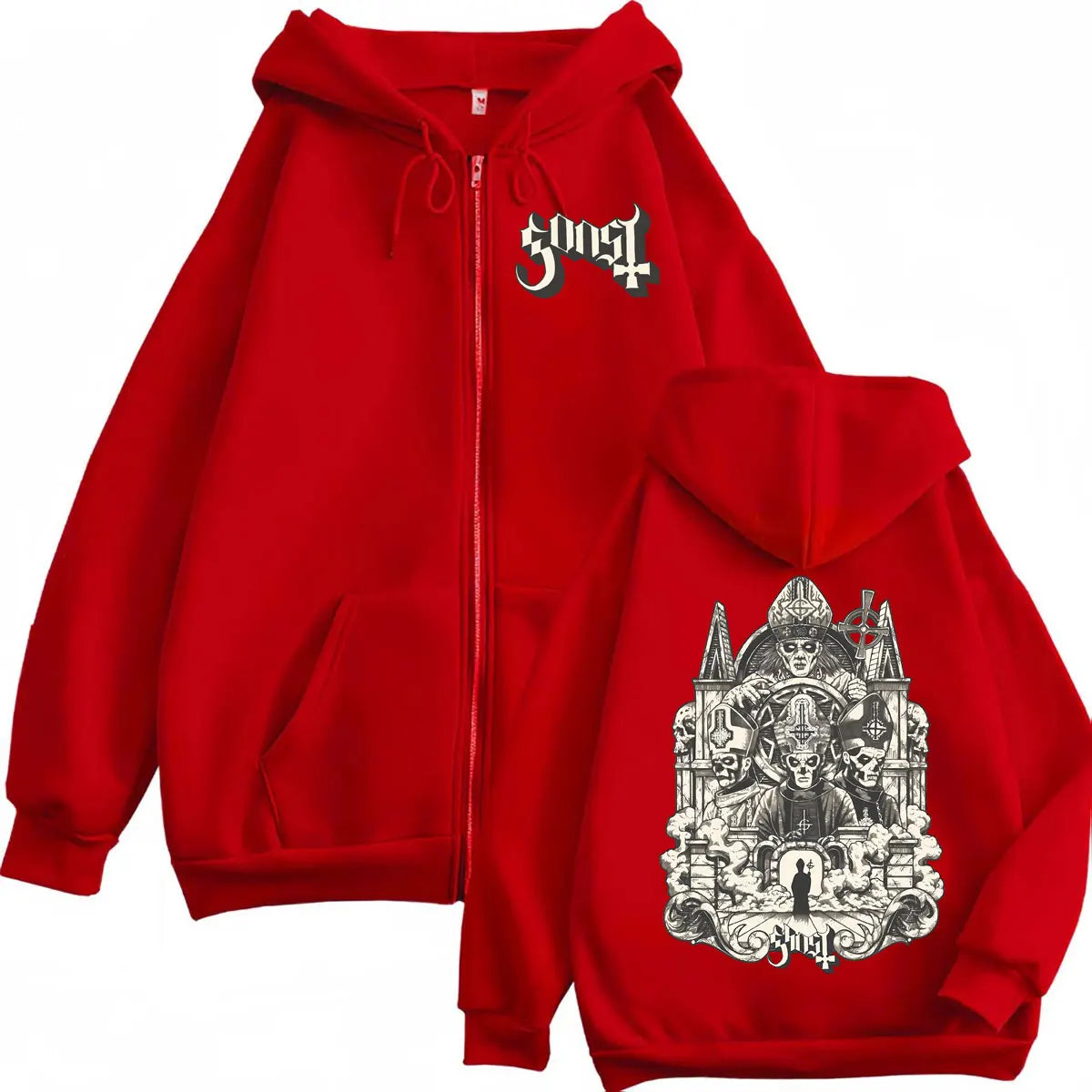 Rock Singer Ghost Band Zipper Hoodie Gothic Vintage Long Sleeve Zip Up Sweatshirts Men Women Casual Fashion Pullovers Streetwear