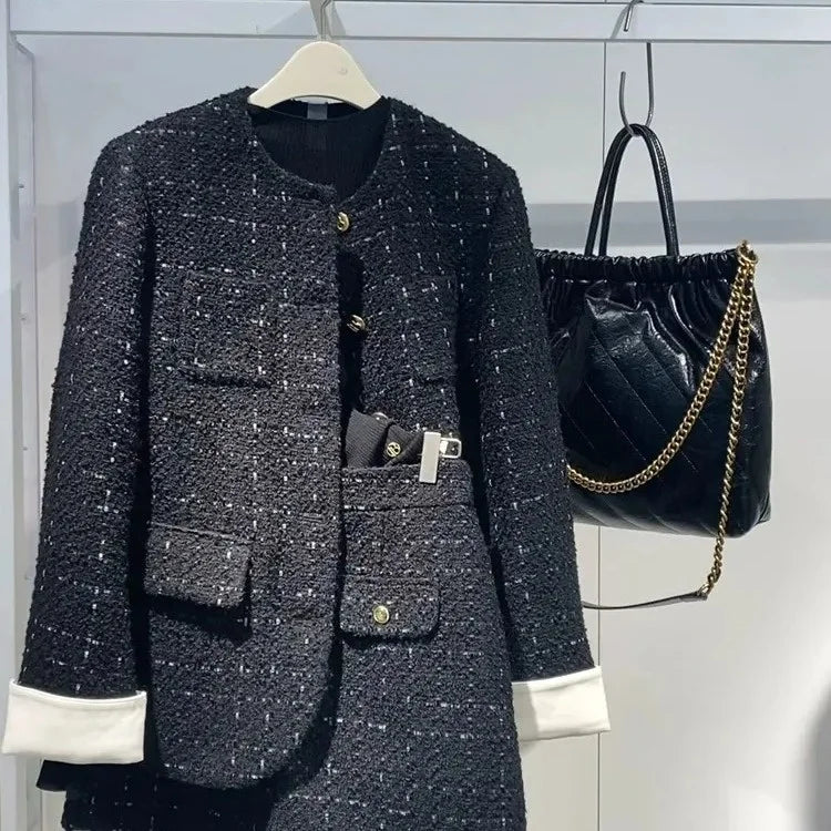 Korean Style Autumn Winter New Ladylike Outerwear Skirt Set Women's Fashion Two-Piece Suit Casual Style Versatile Audience