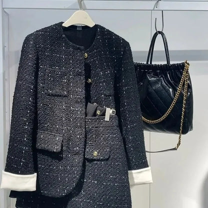 Korean Style Autumn Winter New Ladylike Outerwear Skirt Set Women's Fashion Two-Piece Suit Casual Style Versatile Audience