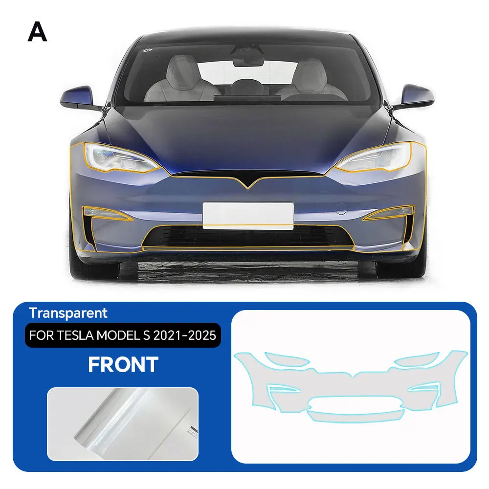For Tesla Model S 2021-2025 TPU Car Film 9Mil Pre-Cut Paint Protection Film Full Vehicle PPF Invisible Anti-scratch Vinyl Wrap