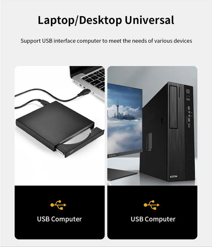 DeepFox USB External CD DVD Reader CD/DVD Drive USB2.0 External Disk Drive CD-ROM DVD-ROM Optical For Macbook Laptop Desktop PC