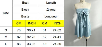 Women's Satin Bow Party Mini Dress Backless Strapless Sleeveless Short Robes Vacation Slim Fit Vestidos 2026 New Lady Streetwear