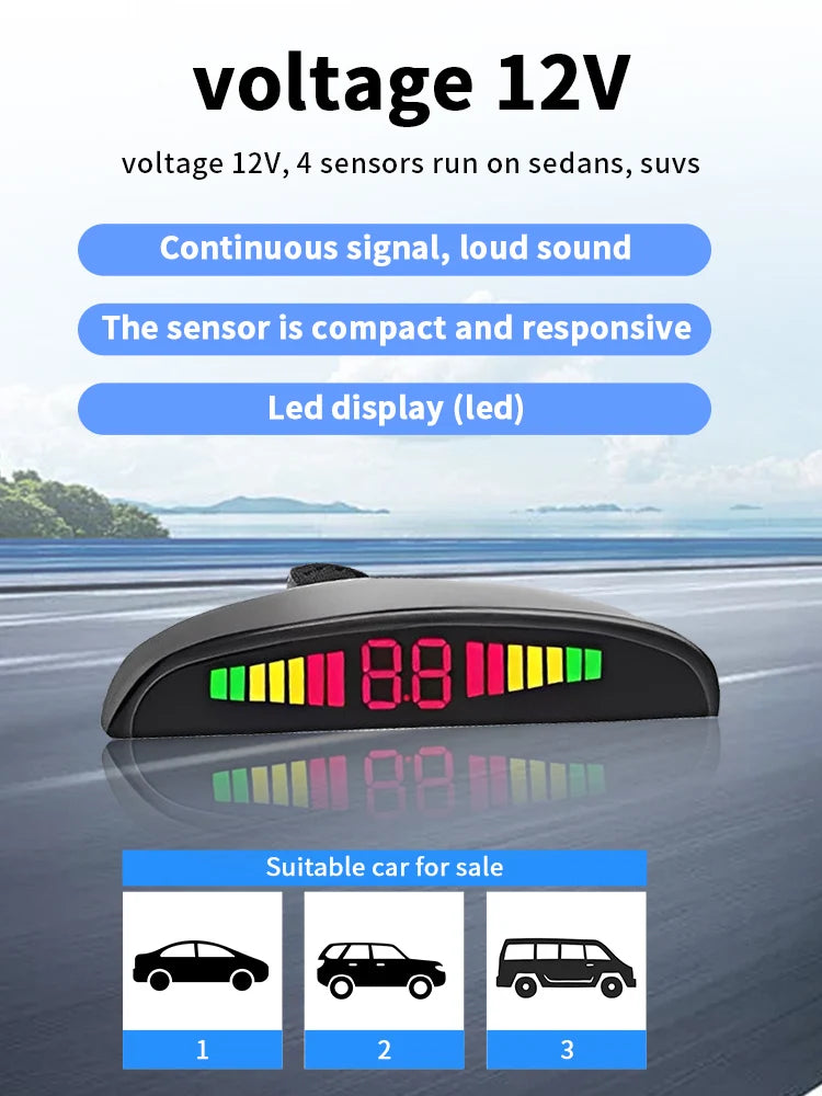 8 Sensors LED Car Parking Sensor 22mm Buzzer Warning With Display Screen Host Control Box For Truck Van RV