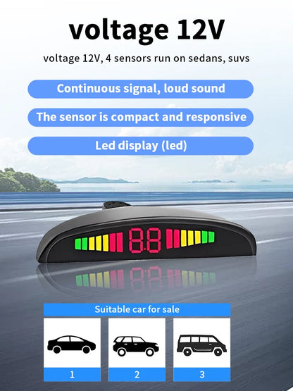 8 Sensors LED Car Parking Sensor 22mm Buzzer Warning With Display Screen Host Control Box For Truck Van RV