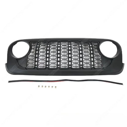 For Jeep Wrangler JK JKU 2007 2008 2009 2010 2011 2012 2013 2014 2015 2016 2017 Lantsun J400 2024 Style Front Bumper Mesh Grille