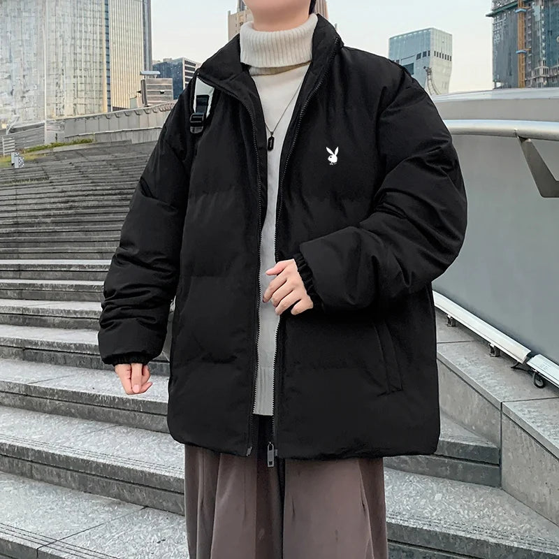 Men's Cotton Jacket 2024 New Winter Thickened Hooded down Cotton Padded Coat Fashionable Loose Style Urban Casual Wear