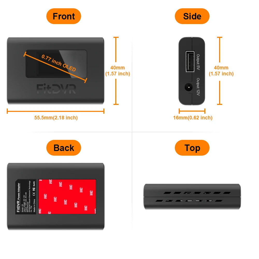 FitDVR Dash Cam Adapter (16-Pin) for Buick/ Cadillac/ Chevrolet/ GMC with Auto-Dimming Mirror, Car DVR Camera Accessories,D3-050