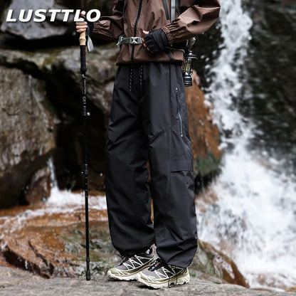 Trendy Large Size Men's down Trousers Winter Outdoor Windproof Warm Straight Leg Pants Long Pants Duck down Filling Pure Color