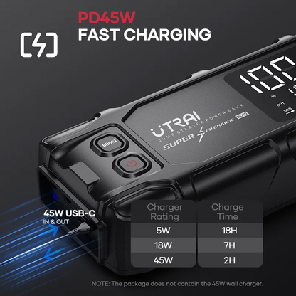 UTRAI 26800mAh 6000A Car Jump Starter Powerful Portable Power Bank PD45W Fast Charging 6.0" LED Screen Emergency Starting Device
