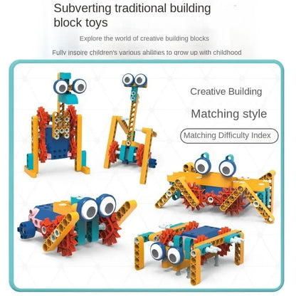 Electric Science Building Block Mechanical Gear Assembly Brick Model Interlocking Building Toy Kid Educational Birthday Gifts