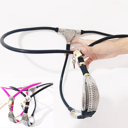 LILUPLAY Invisible Female Stainless Steel Chastity Belt with Hole Plug BDSM Strapon Belt Lockable Underwear Sex