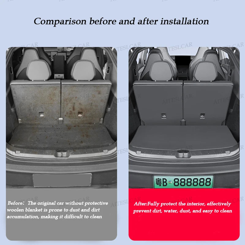 For Tesla Model YL Launch Trunk Mat Full Coverage Trunk Both Side Guards Seat Backrest Protective Pad Cargo Liner Anti Dirty Mat