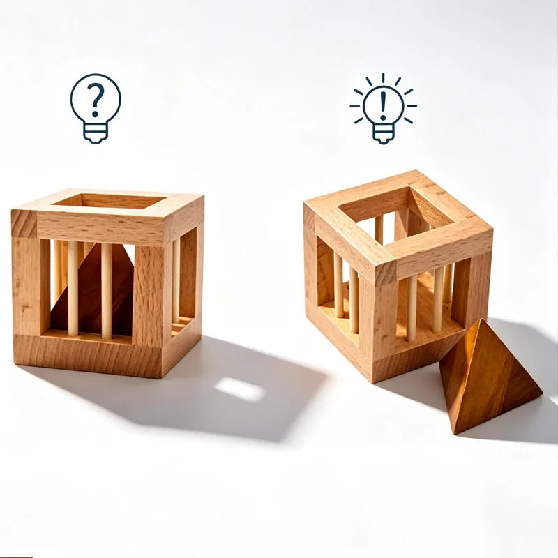 Cage Apart Triangle Wooden Brain Teaser Lock Puzzles IQ Logic Training Disentanglement Educational Toys For Kids & Adults