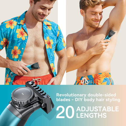 KENSEN S15 Electric Hair Trimmer 2 in 1 Dual-sided Blade Shaver Razor Waterproof Beard Trimmer Body Hair Shaving for Men Barber