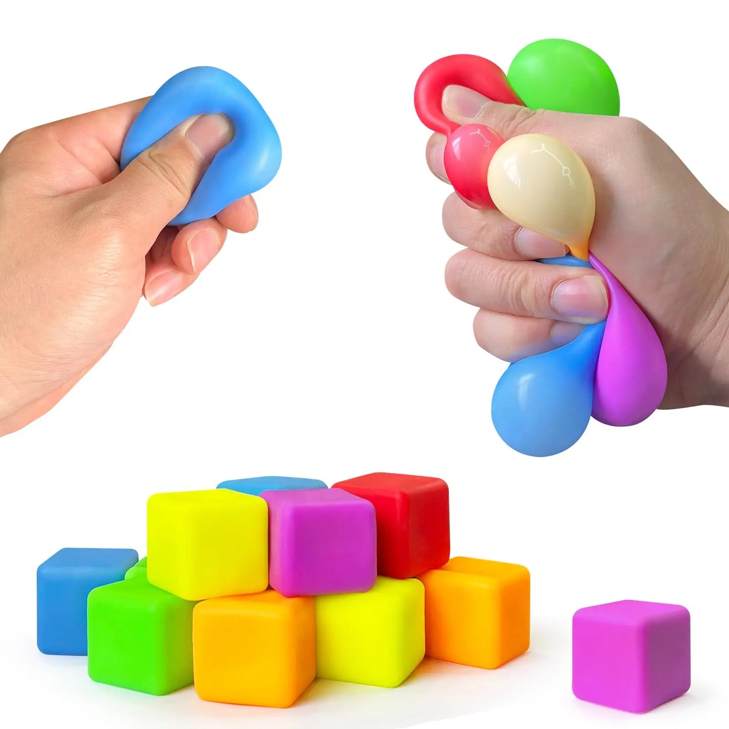 40-10 Pack Squishy Fidget Toys for Kids Dough Stress Relief Cube Pull Stretch Sensory Squeeze Cubes for Anxiety