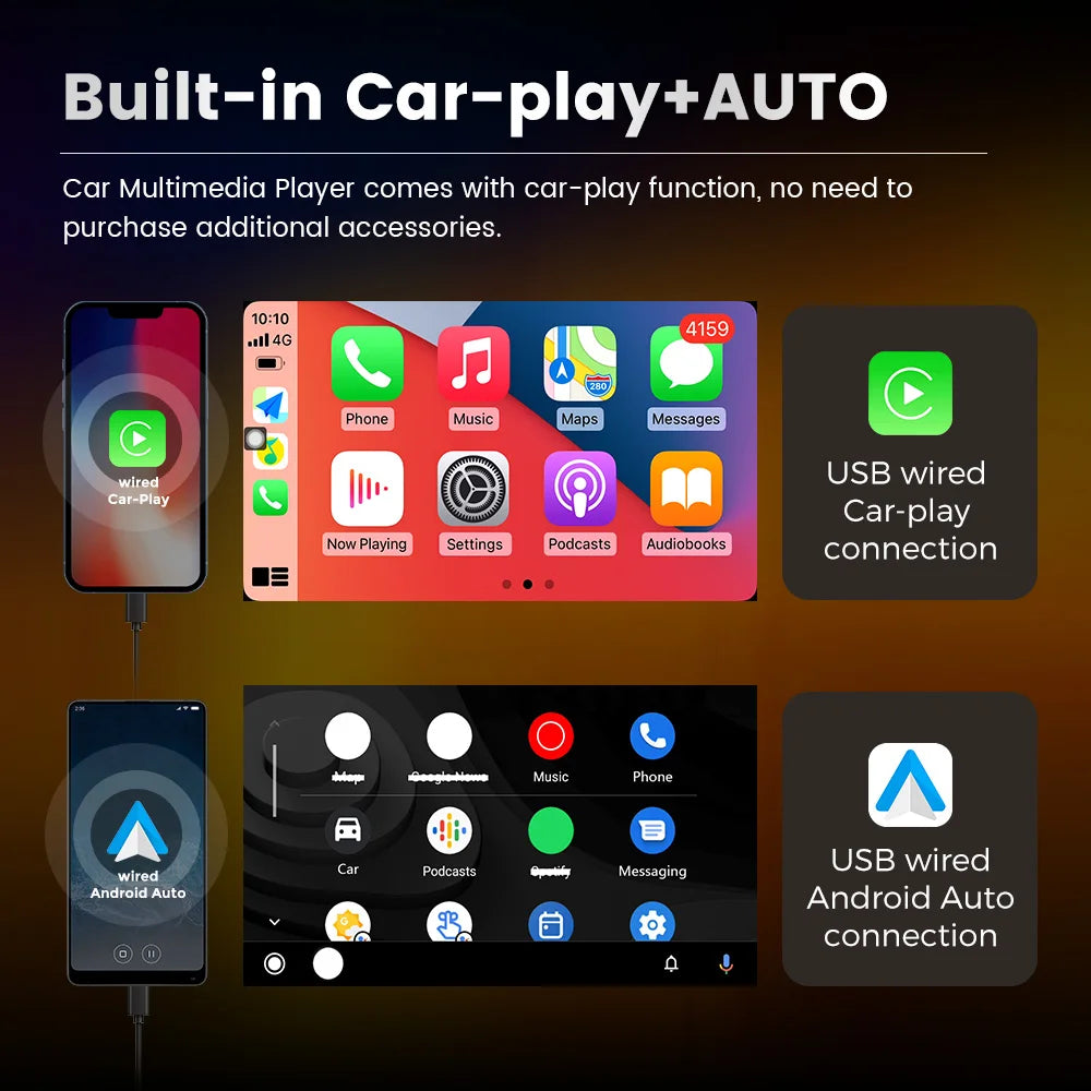 MEKEDE 2din MP5 Car Radio Universal Multimedia 7 inch HD Touch Screen Wired Carplay Android Auto BT USB FM Radio Stereo Audio
