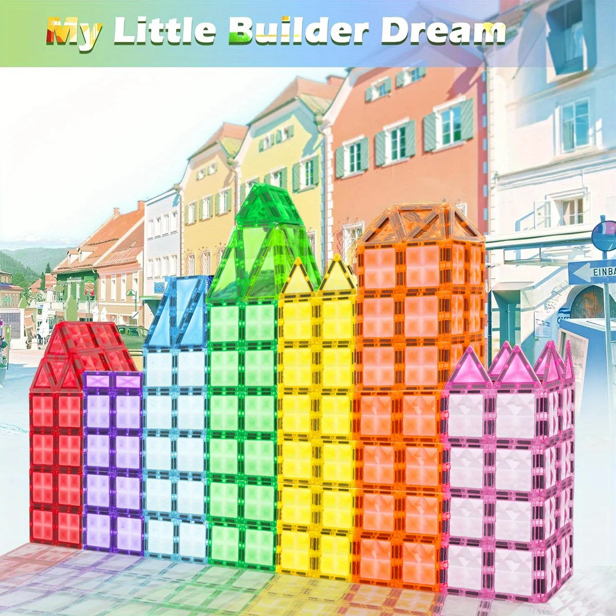 Magnetic Building Blocks Toy Magnetic Tiles, Ideal for Parent-Child Interaction, Learning and Creative Play, Back-To-School Gift